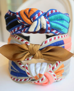 EMBROIDERED TOP KNOT HEADBAND