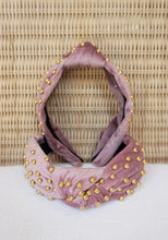 Load image into Gallery viewer, GOLD PEARL TOP KNOT HEADBAND - PINK
