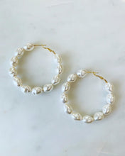 Load image into Gallery viewer, XL PEARL HOOPS - ALV JEWELS
