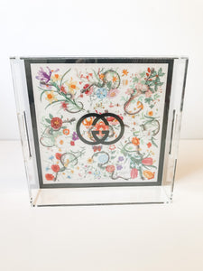 GG FLORAL (12X12) LUCITE TRAY
